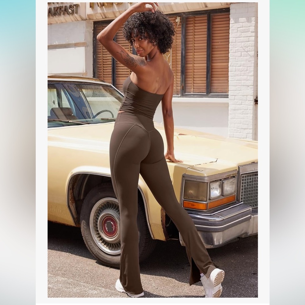 Invisible Scrunch, Split Hem yoga pants, flare leggings